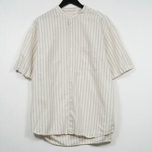 Uniqlo Cotton Linen Stand Collar Striped Short Sleeve Shirt XL
